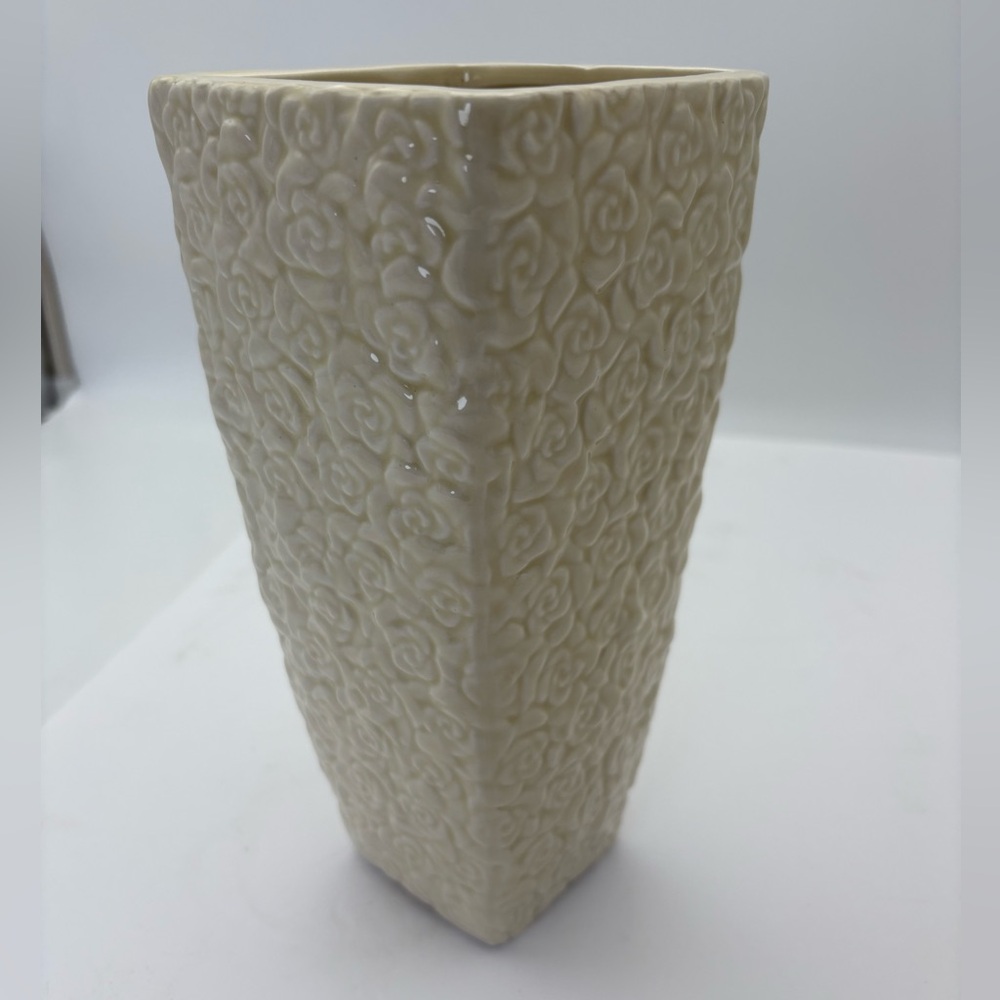 Tall Cream Flower-Embossed Planter or Vase -Heavy - Picture 5 of 14